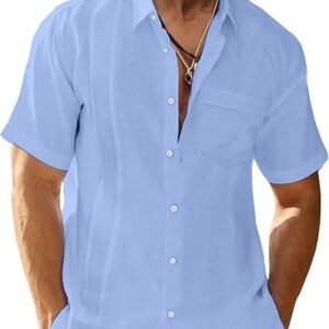 Men's Linen Shirt Short Sleeve Summer Shirt