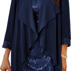 Women Sequined Round Neck Sleeveless A Line Dress