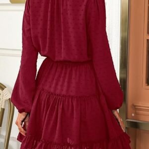 Women's Casual Dress Flounce Drawstring Long Sleeve