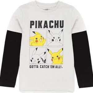 Kids Grey Black Pikachu Skater Clothes Top